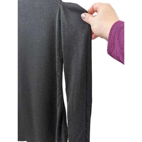 ✌️ 2/$40 ✌️ WHBM Black Long Sleeve Cold Shoulder Mock Turtle Neck sz M - Picture 4 of 6